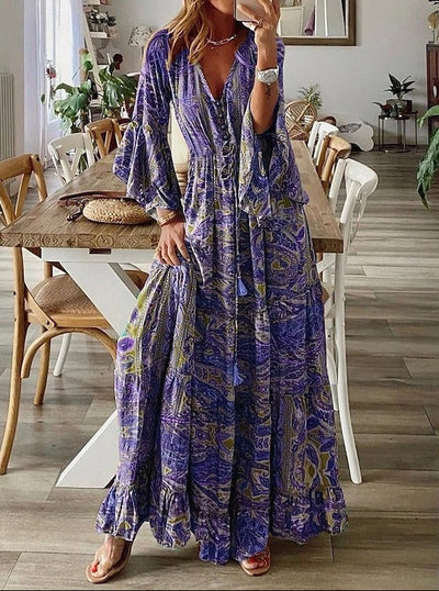 Bohemian Whispers Ruffled Maxi Dress