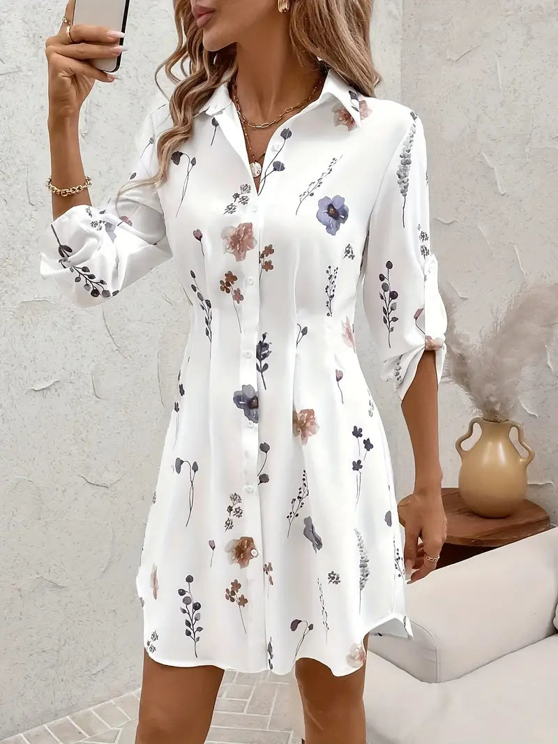 Whispers of Bloom Button-Up Mini Dress