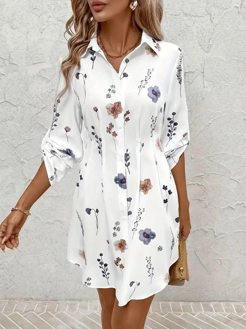 Whispers of Bloom Button-Up Mini Dress