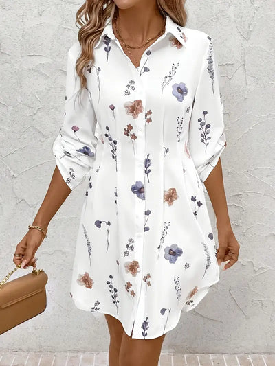 Whispers of Bloom Button-Up Mini Dress