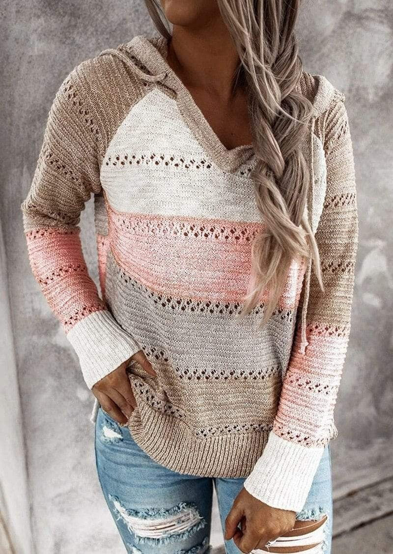 Striped Knit Hoodie in Autumn Haze