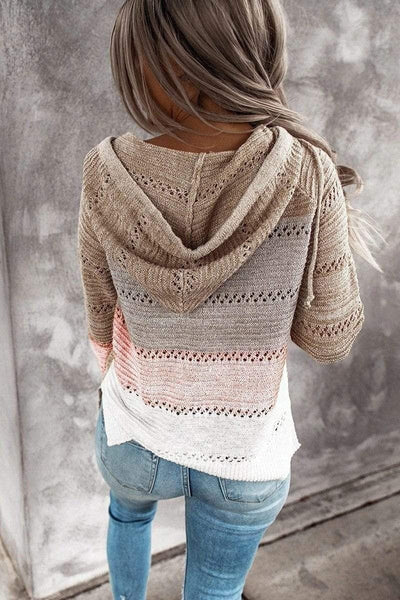 Striped Knit Hoodie in Autumn Haze