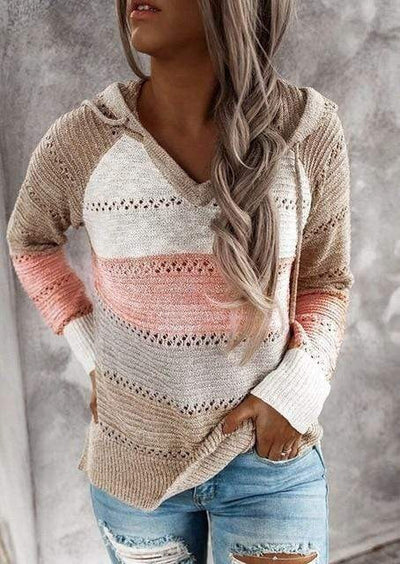 Striped Knit Hoodie in Autumn Haze