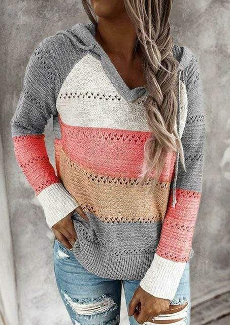 Striped Knit Hoodie in Autumn Haze