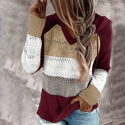 Striped Knit Hoodie in Autumn Haze