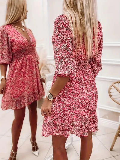 Blooming Charm Shirred Mini Dress