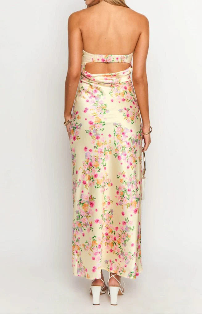 Blooming Escape Backless Maxi Dress