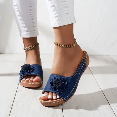 Floral Cut-Out Slide Sandals