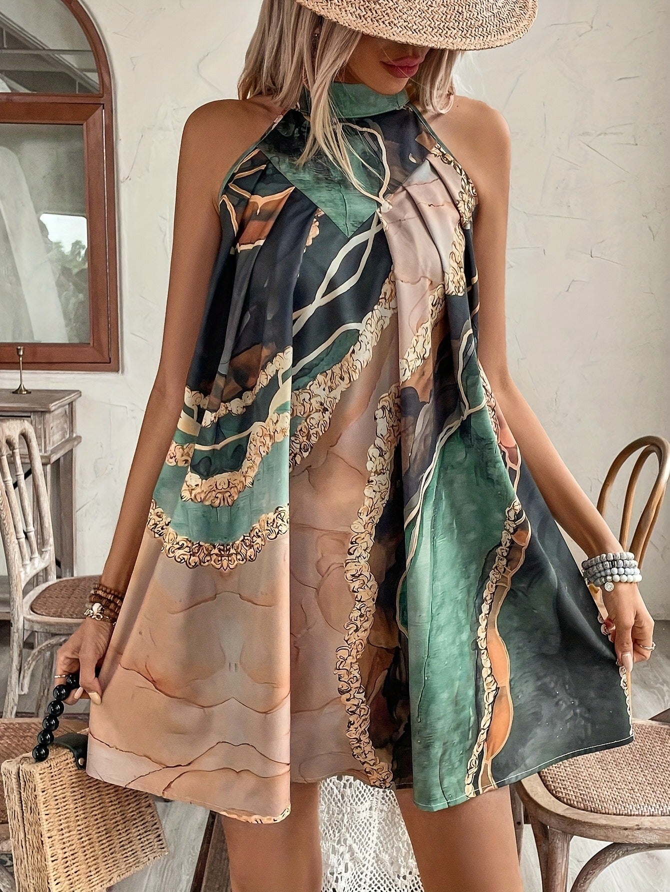 Bohemian Whimsy Draped Summer Dress