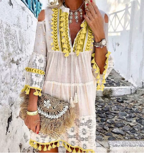 Bohemian Whimsy Embroidered Mini Dress