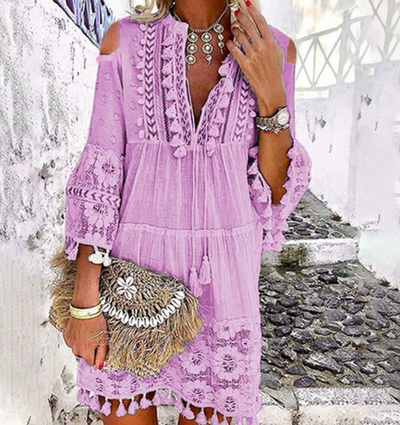 Bohemian Whimsy Embroidered Mini Dress