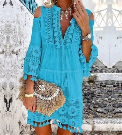 Bohemian Whimsy Embroidered Mini Dress