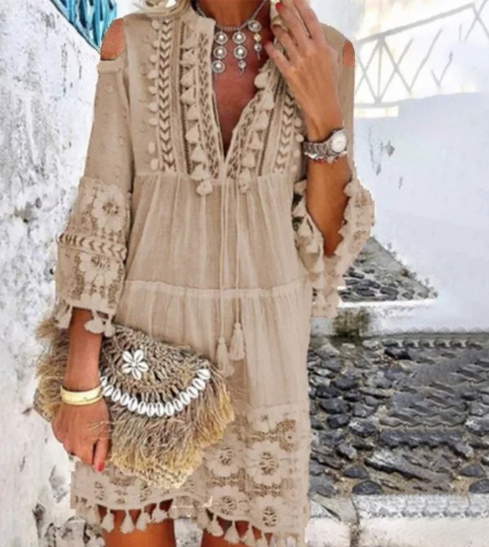 Bohemian Whimsy Embroidered Mini Dress
