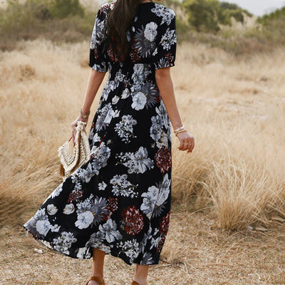 Bohemian Whisper Floral Split Maxi Dress