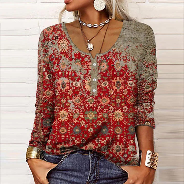 Bohemian Whispers Tapestry Print Blouse