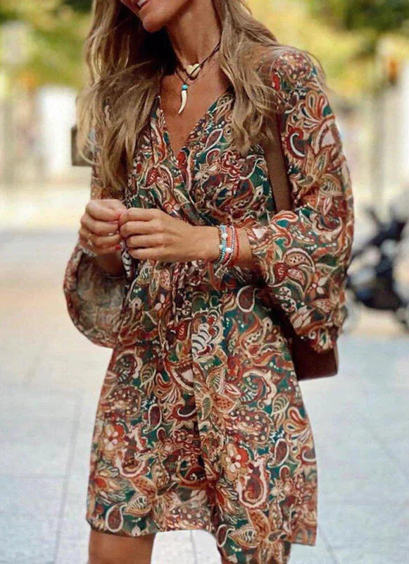 Bohemian Whispers Wrap Mini Dress