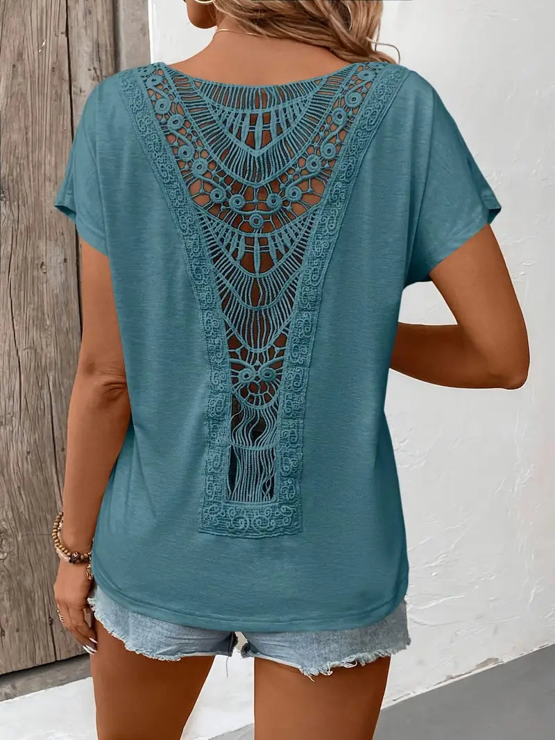 Boho Whispers Lace-Back Tee