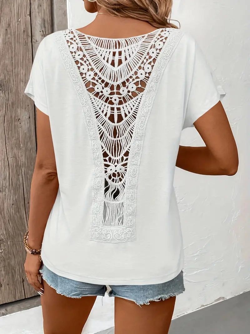 Boho Whispers Lace-Back Tee