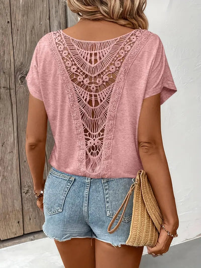 Boho Whispers Lace-Back Tee