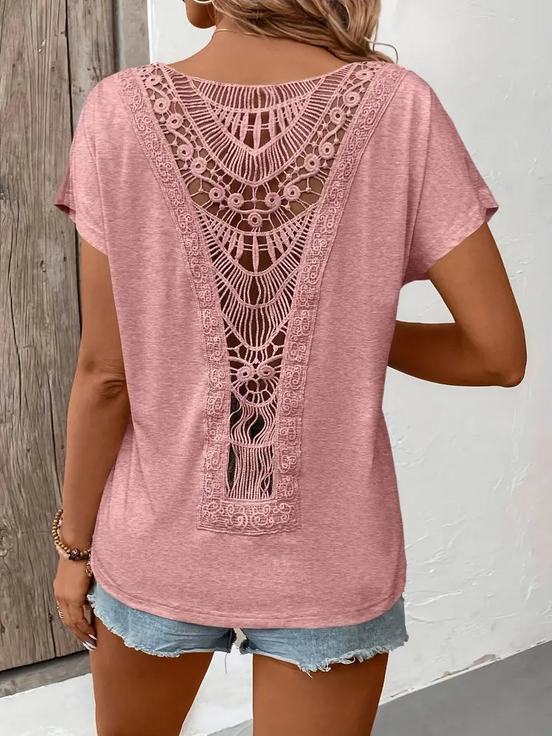 Boho Whispers Lace-Back Tee