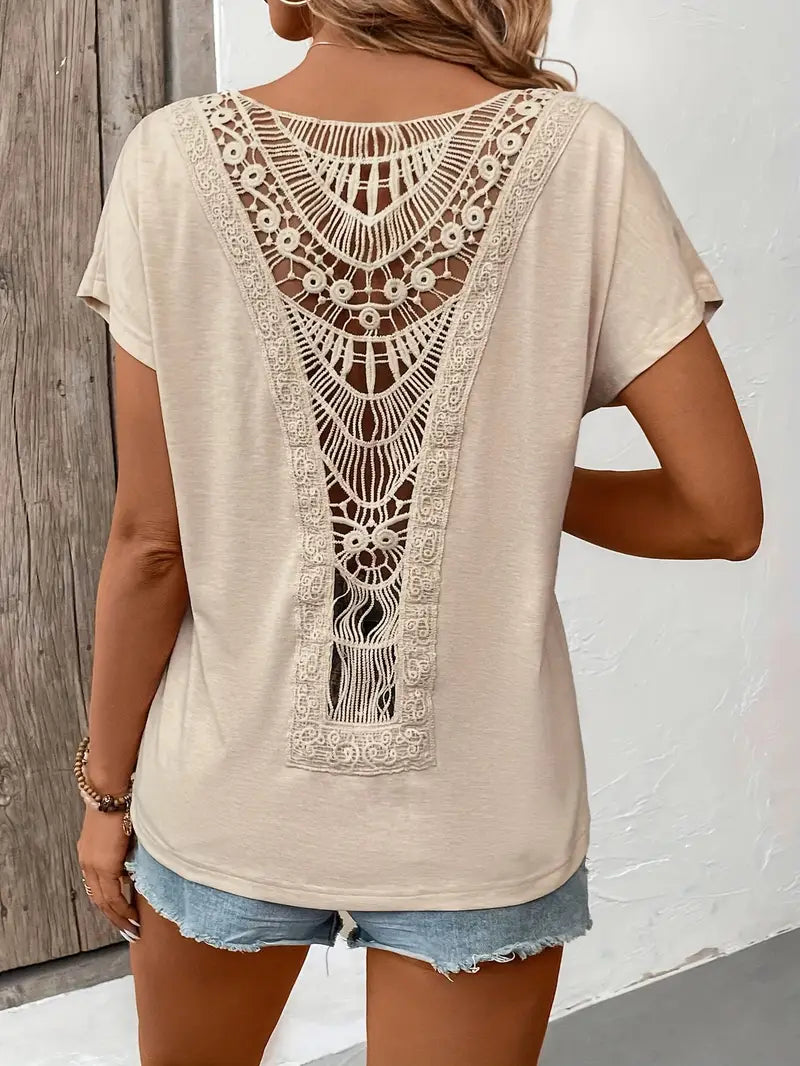 Boho Whispers Lace-Back Tee