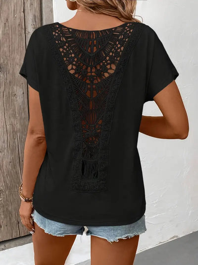 Boho Whispers Lace-Back Tee