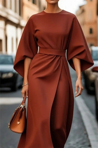 Bold Allure Draped Waist Maxi Dress