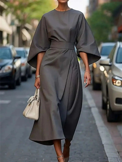 Bold Allure Draped Waist Maxi Dress