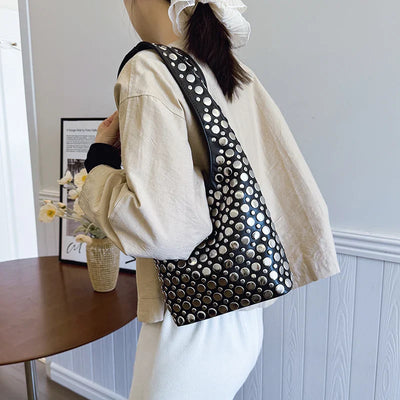 Bold Allure Studded Shoulder Bag