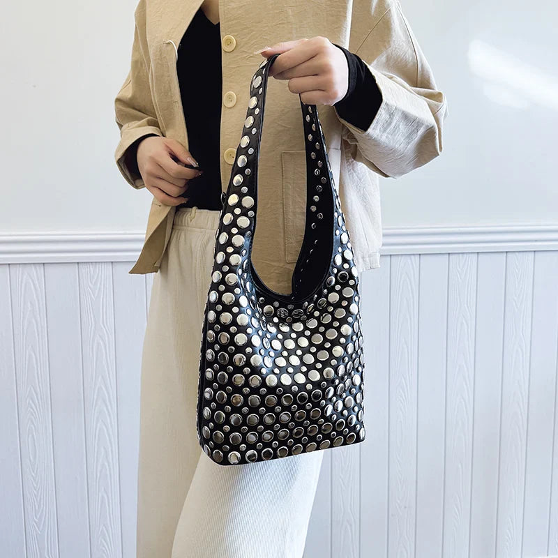 Bold Allure Studded Shoulder Bag