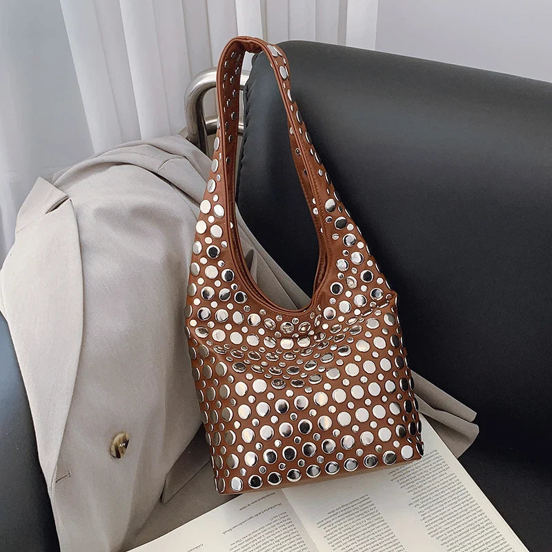 Bold Allure Studded Shoulder Bag