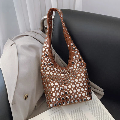 Bold Allure Studded Shoulder Bag