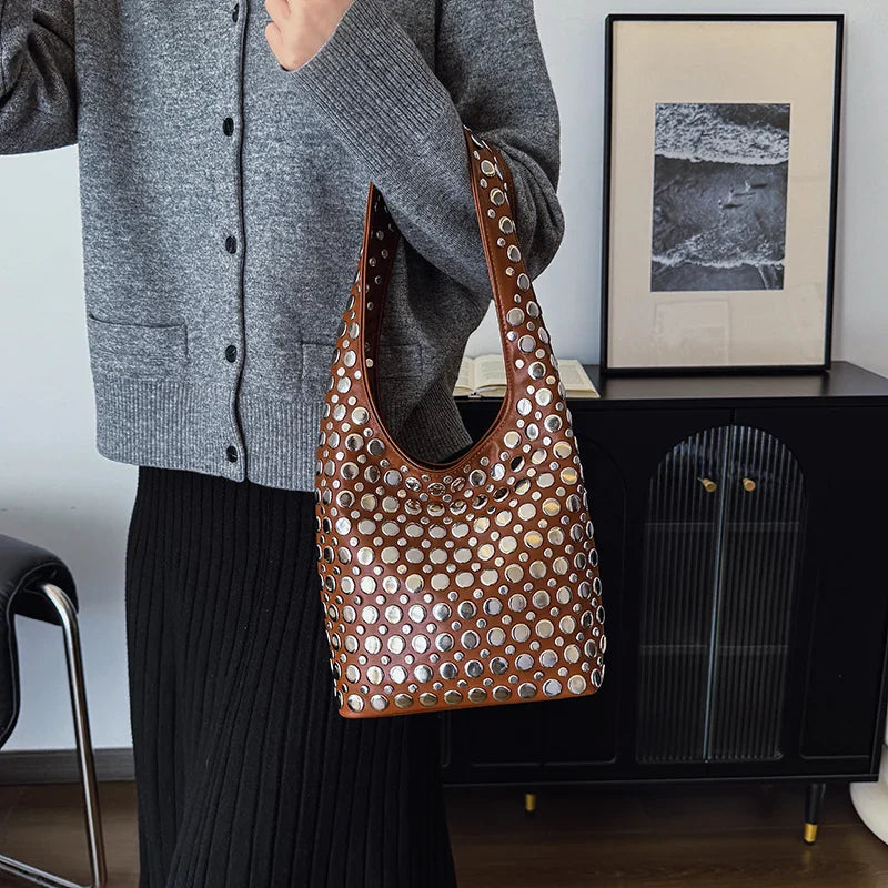 Bold Allure Studded Shoulder Bag