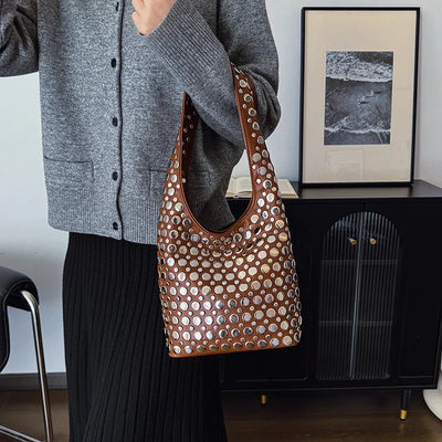 Bold Allure Studded Shoulder Bag