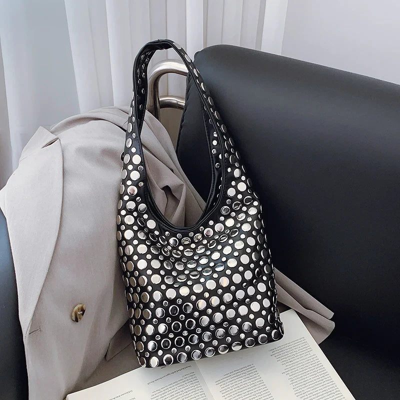 Bold Allure Studded Shoulder Bag