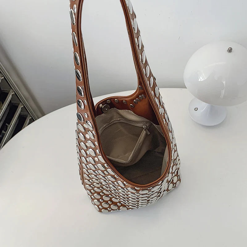 Bold Allure Studded Shoulder Bag