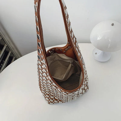 Bold Allure Studded Shoulder Bag
