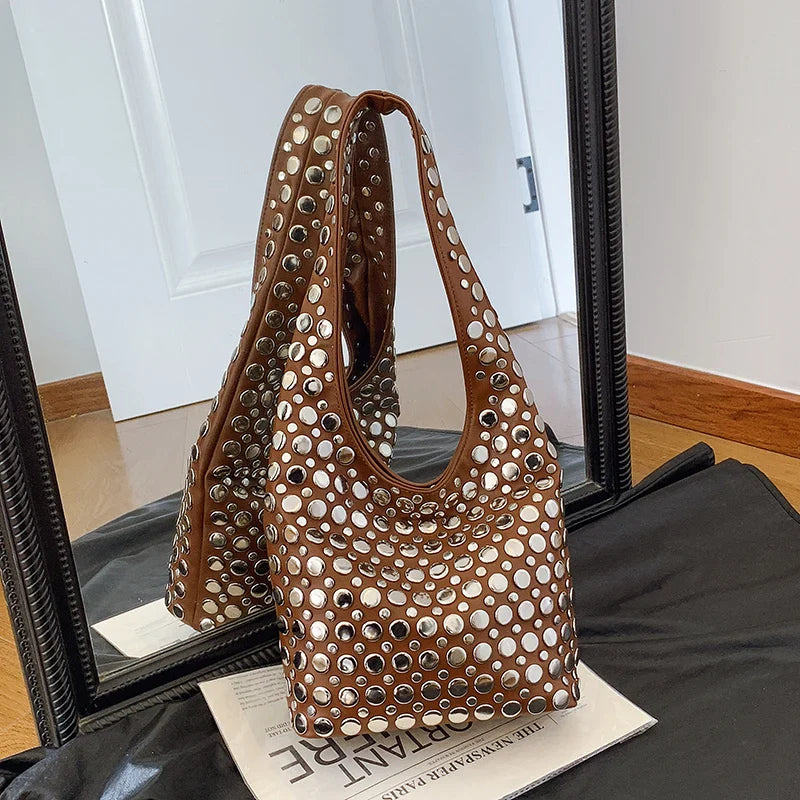 Bold Allure Studded Shoulder Bag