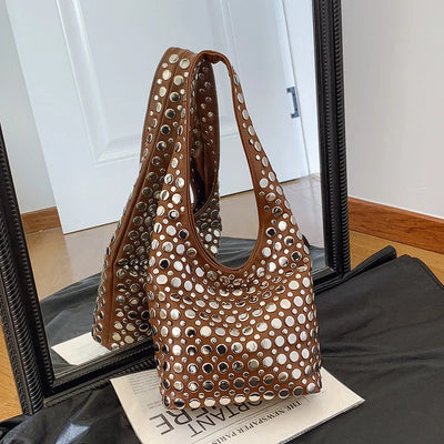 Bold Allure Studded Shoulder Bag