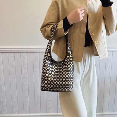 Bold Allure Studded Shoulder Bag