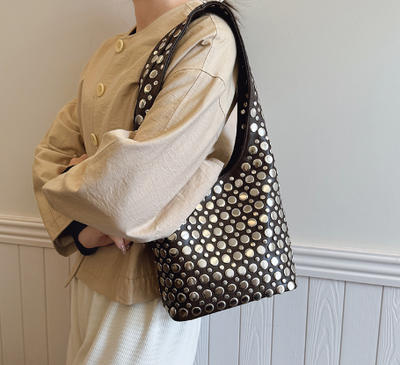 Bold Allure Studded Shoulder Bag