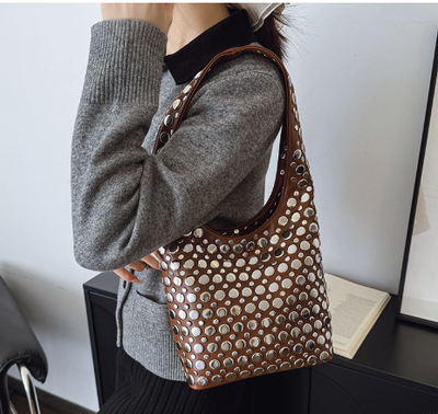 Bold Allure Studded Shoulder Bag