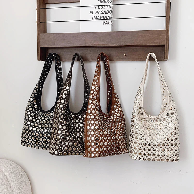Bold Allure Studded Shoulder Bag