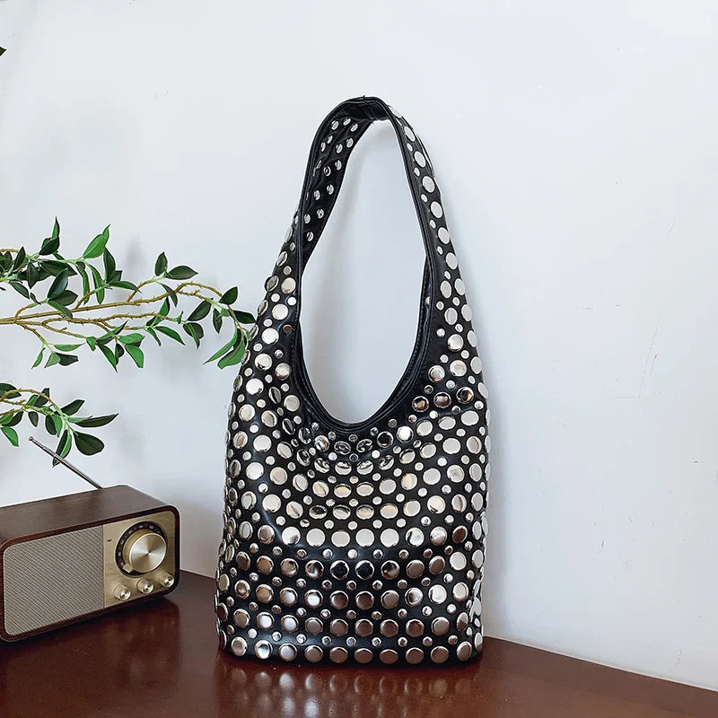 Bold Allure Studded Shoulder Bag