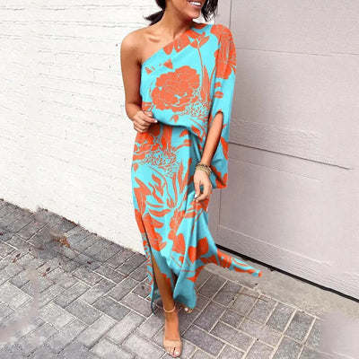 Bold Bloom One-Shoulder Maxi Dress