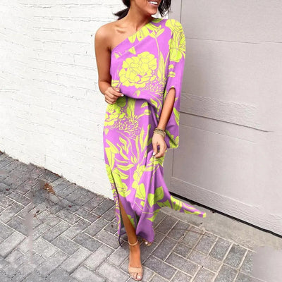 Bold Bloom One-Shoulder Maxi Dress