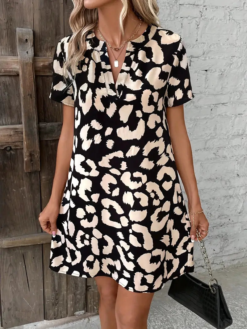 Bold Safari V-Neck Mini Dress