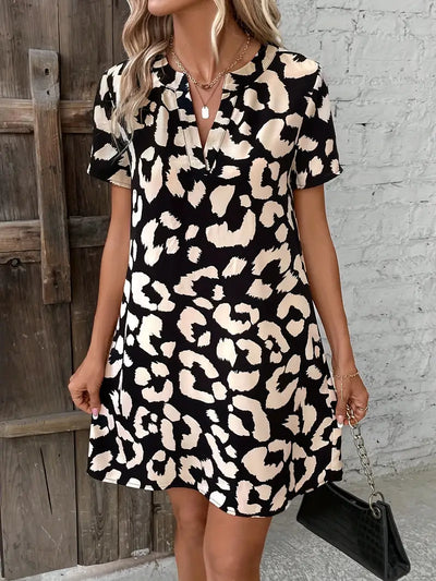 Bold Safari V-Neck Mini Dress