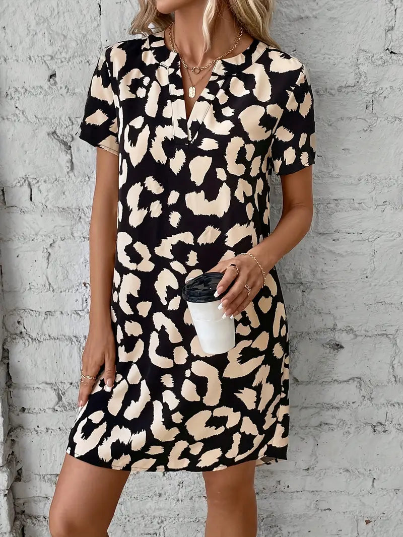 Bold Safari V-Neck Mini Dress