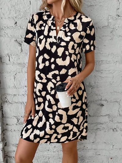 Bold Safari V-Neck Mini Dress